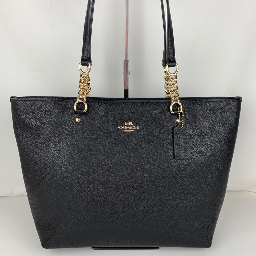 Coach Black Tote Bag with Gold Accents